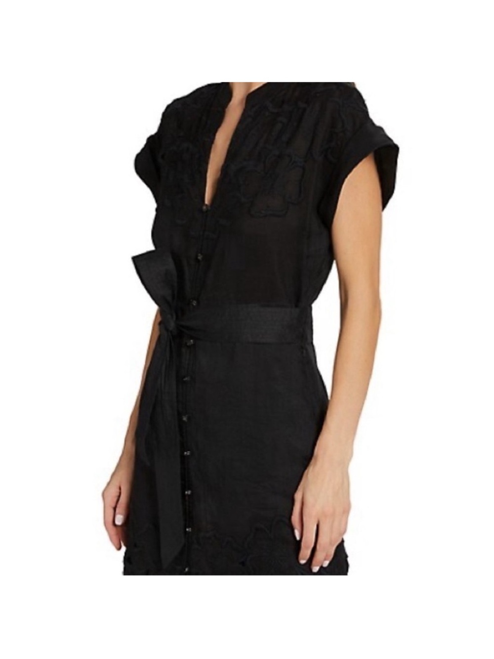 Veronica Beard Black Archie Floral Embroidered Dress Applique LBD Sz 8 - Picture 4 of 15